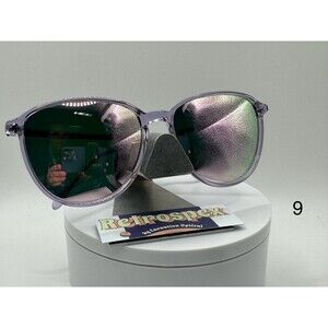 Vintage Oversize Sunglasses NOS Beach Style Pink Mirror Lens Clear Purple Retro